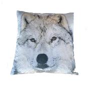 Coussin loup face blanc