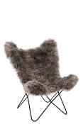 Fauteuil Butterfly fausse fourrure grise